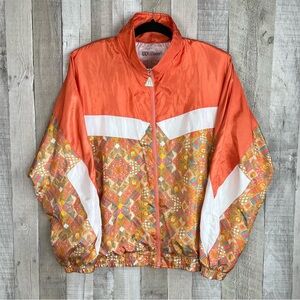 Vintage Y2K Wilson Full Zip Track
Windbreaker Jacket Orange Floral Lined
Size XL